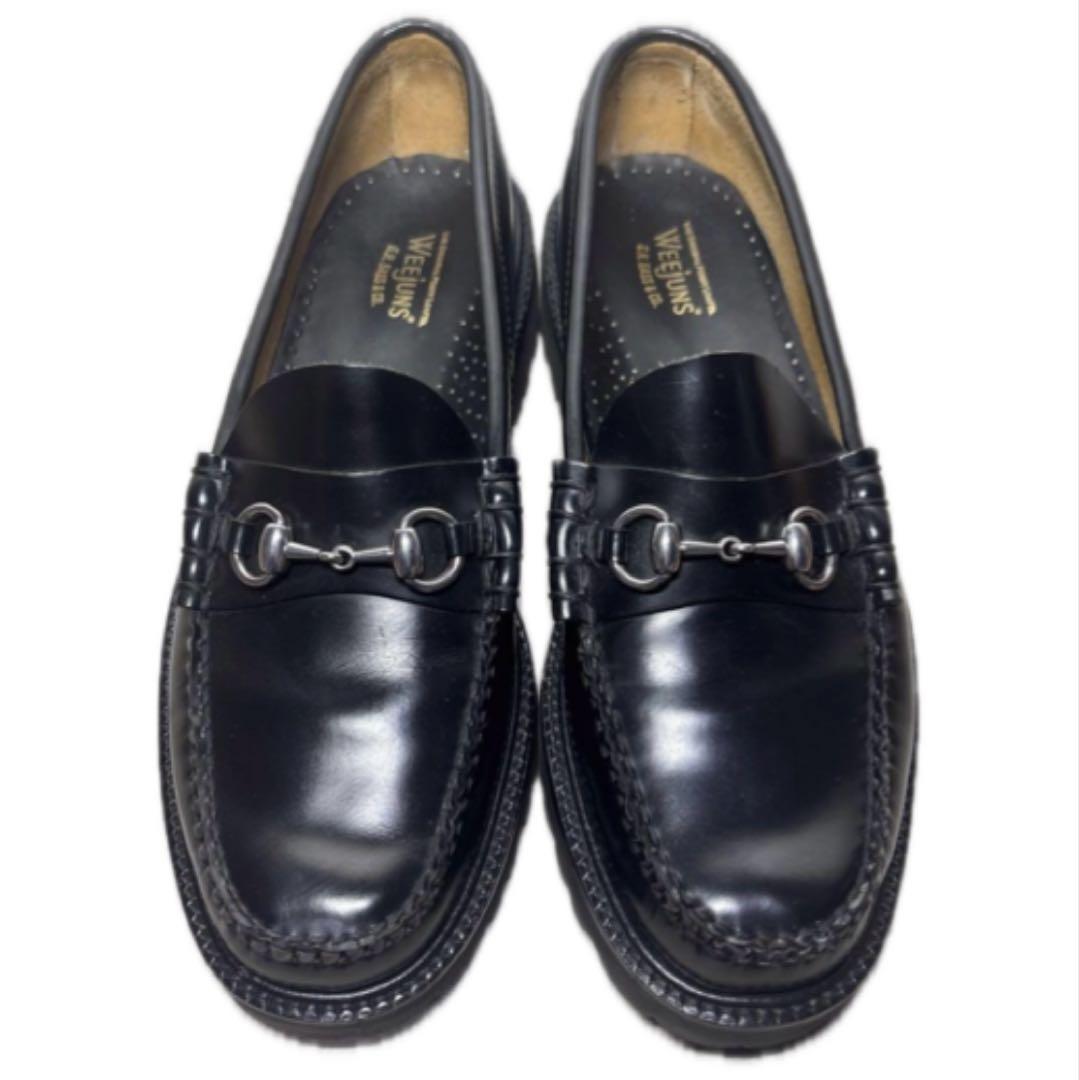 極美品 ジーエイチバス リンカーン 27.5 厚底 ビットローファー 本革