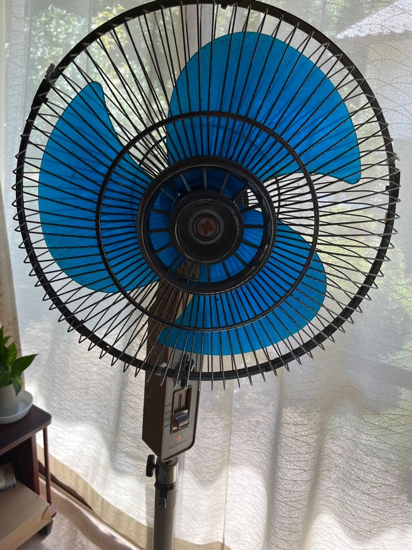 NATIONAL ナショナル スタンド式扇風機 青　F-40V1D 昭和レトロのお座敷扇風機 子供がガードに触ると羽根が止まるストップ