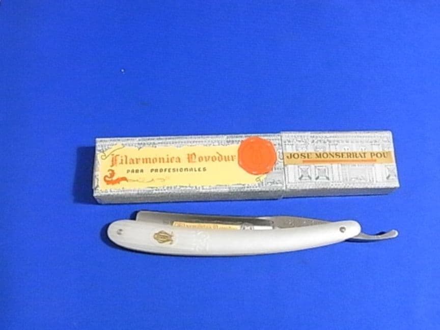 未使用 西洋剃刀 FILARMONICA NOVODUR 13P Vintage Filarmonica 13P Novodur Made In Spain Straight Razor