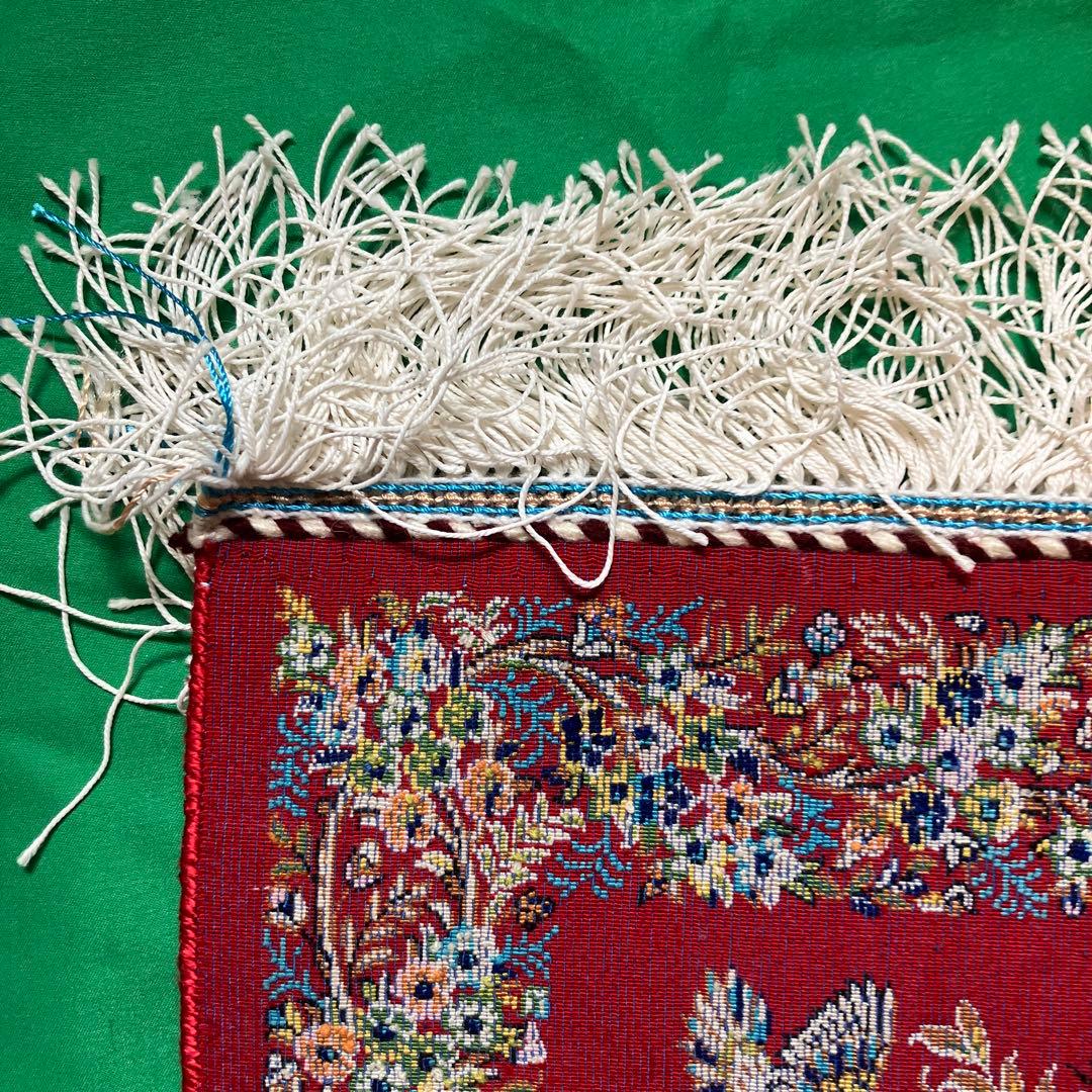 ペルシャ絨毯 赤柄シルク 90cm×58.5cm