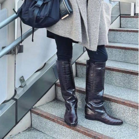 新品【BRENTA】ブレンタ 36 クロコ型押ロングブーツ ブラウン - メルカリ