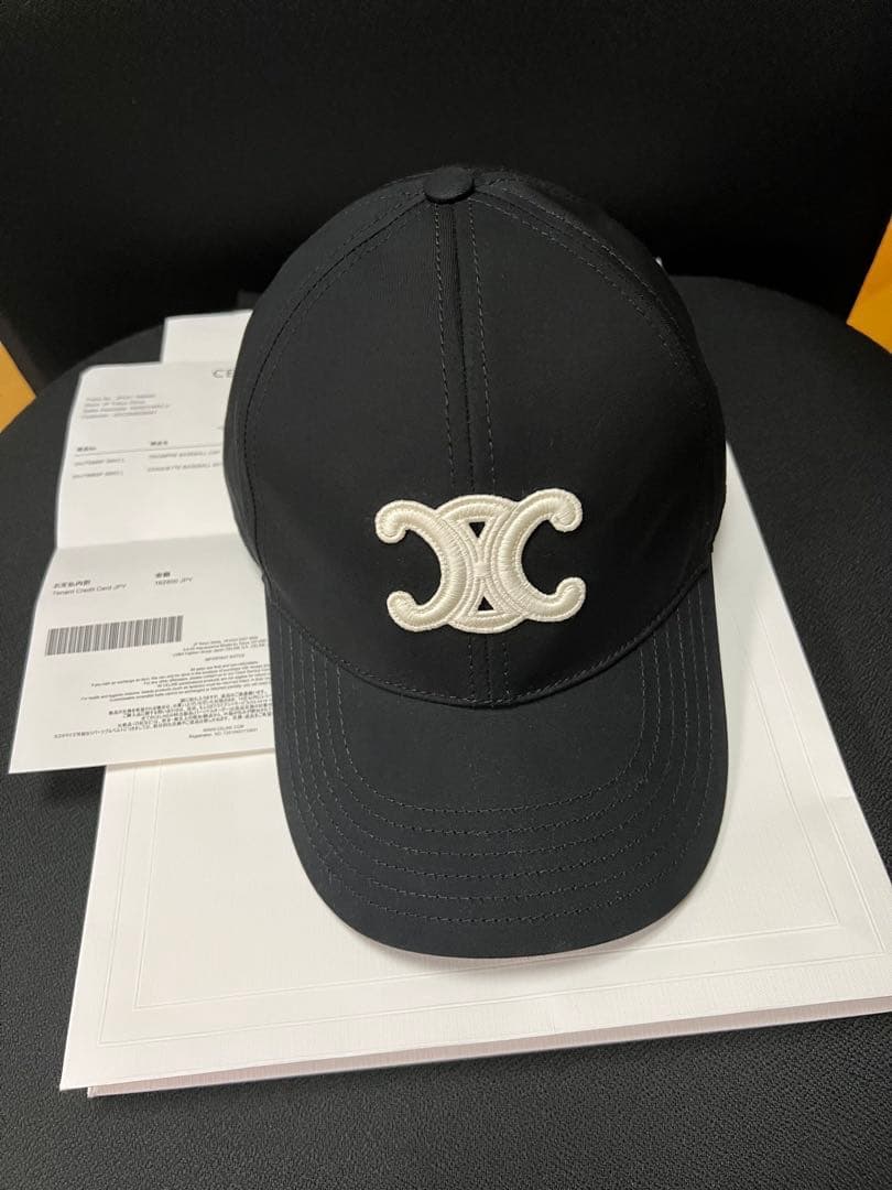 『美品』 セリーヌ CELINE ロゴキャップ　Lサイズ CELINE（セリーヌ） ロゴキャップ ブラック サイズ：L : カインドオル