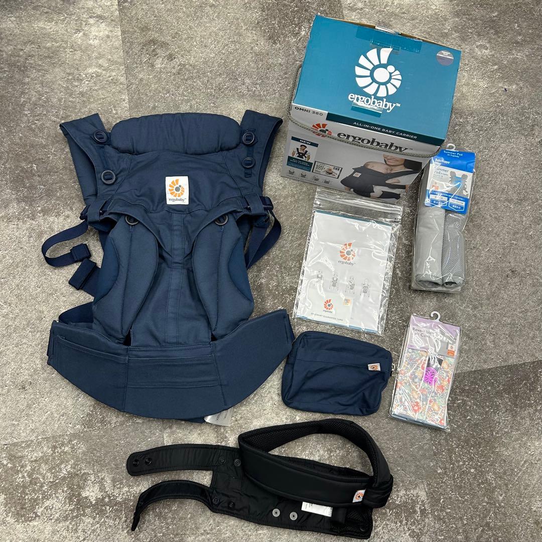 ergobaby 抱っこ紐 OMNI 360 ネイビー オムニ パッド、カバー付 - メルカリ