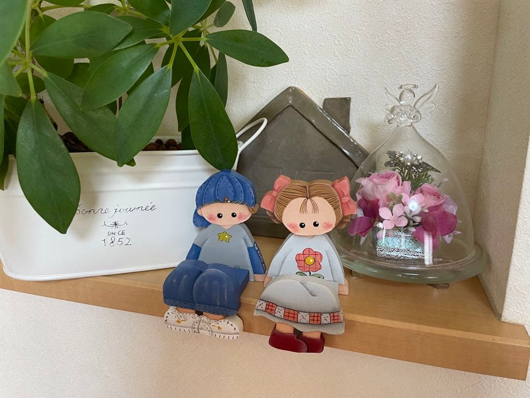 トールペイント 作品 かわいい男の子と女の子 ハンドメイド カントリー