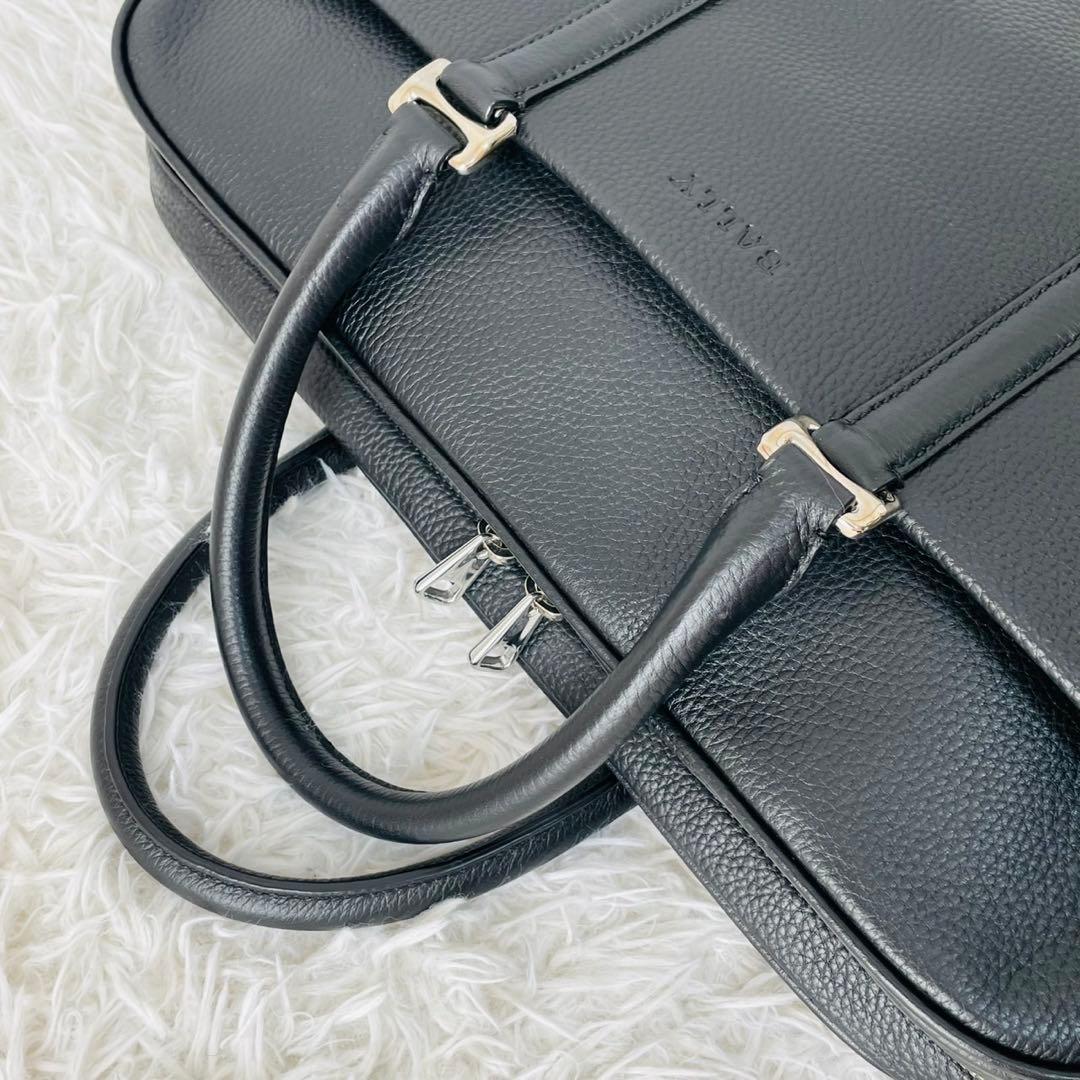 現行近】BALLY MALESO 2WAY ブリーフケース シボ革 ブラック