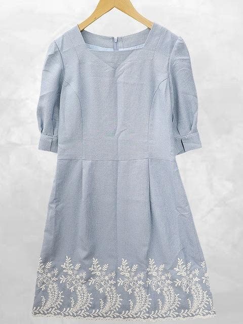 オースチンリード Austin Reed スクエアネック フラワー刺繍ワンピース