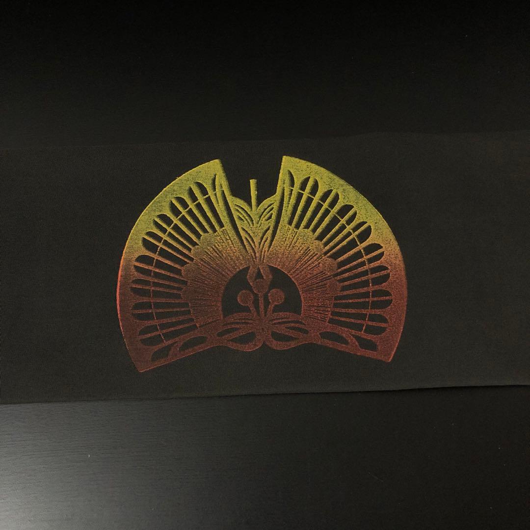 SO-785 名古屋帯 名古屋仕立て 太鼓柄 正絹 九寸 家紋 団扇 カジュアル