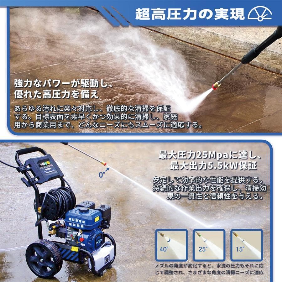 エンジン高圧洗浄機 ガソリン燃料 強力エンジン式高圧洗浄機 7.0HP 24