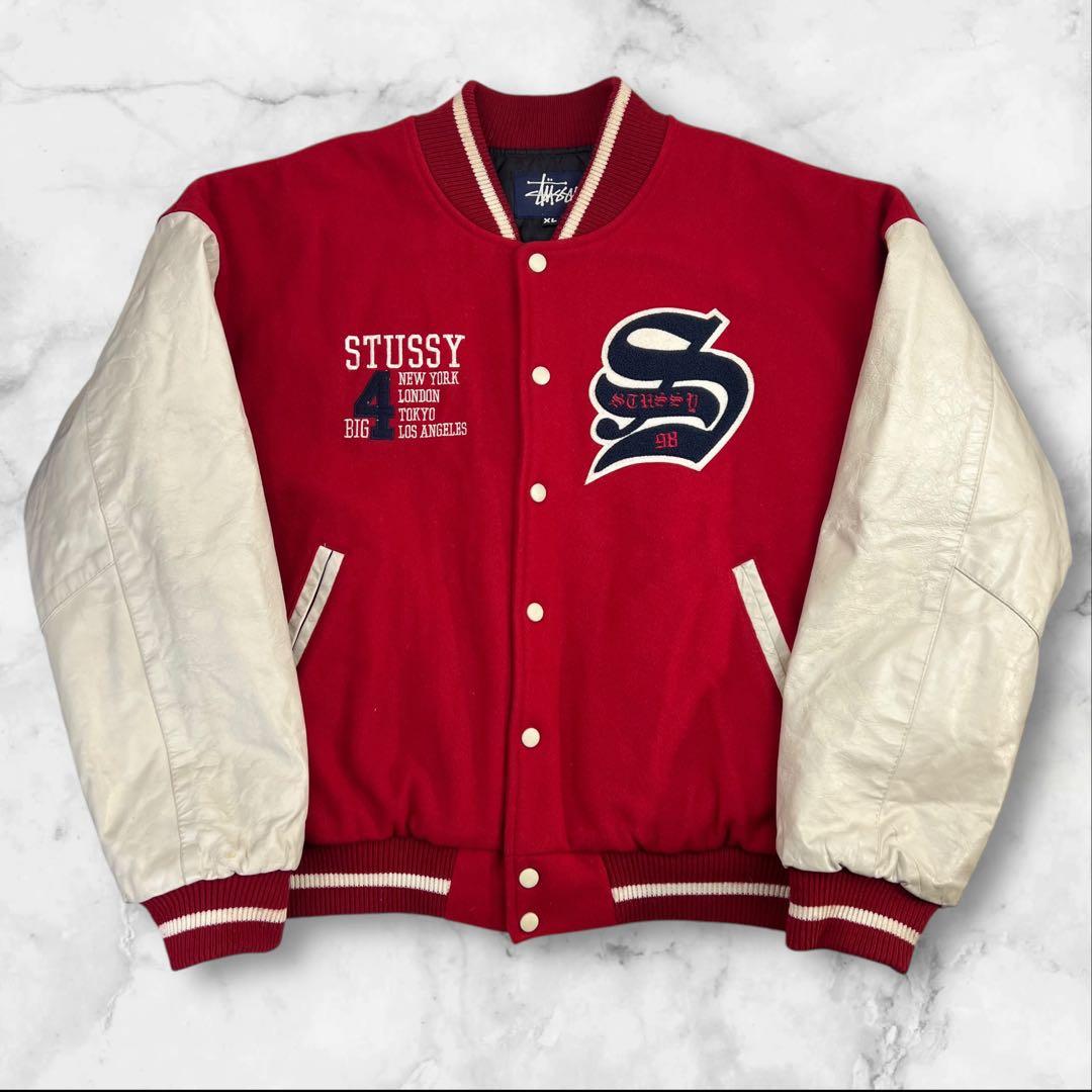 美品 90s STUSSY ステューシー BIG4 スタジャン サイズXL - メルカリ