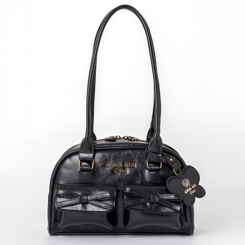新品】アナスイ ミニ 2way ボストンバッグ 蝶 ミラー付き 黒 完売品 3