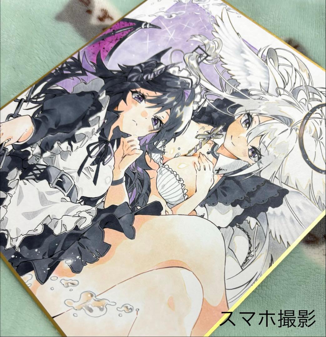 d*9様 【天使と悪魔の冥土様】オリジナル手描きイラスト☆アナログ