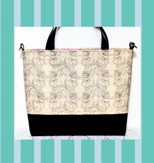 ぴょんブロイダリー】 ✿ジョリーフルール✿ ♡合皮の横長トートバッグ