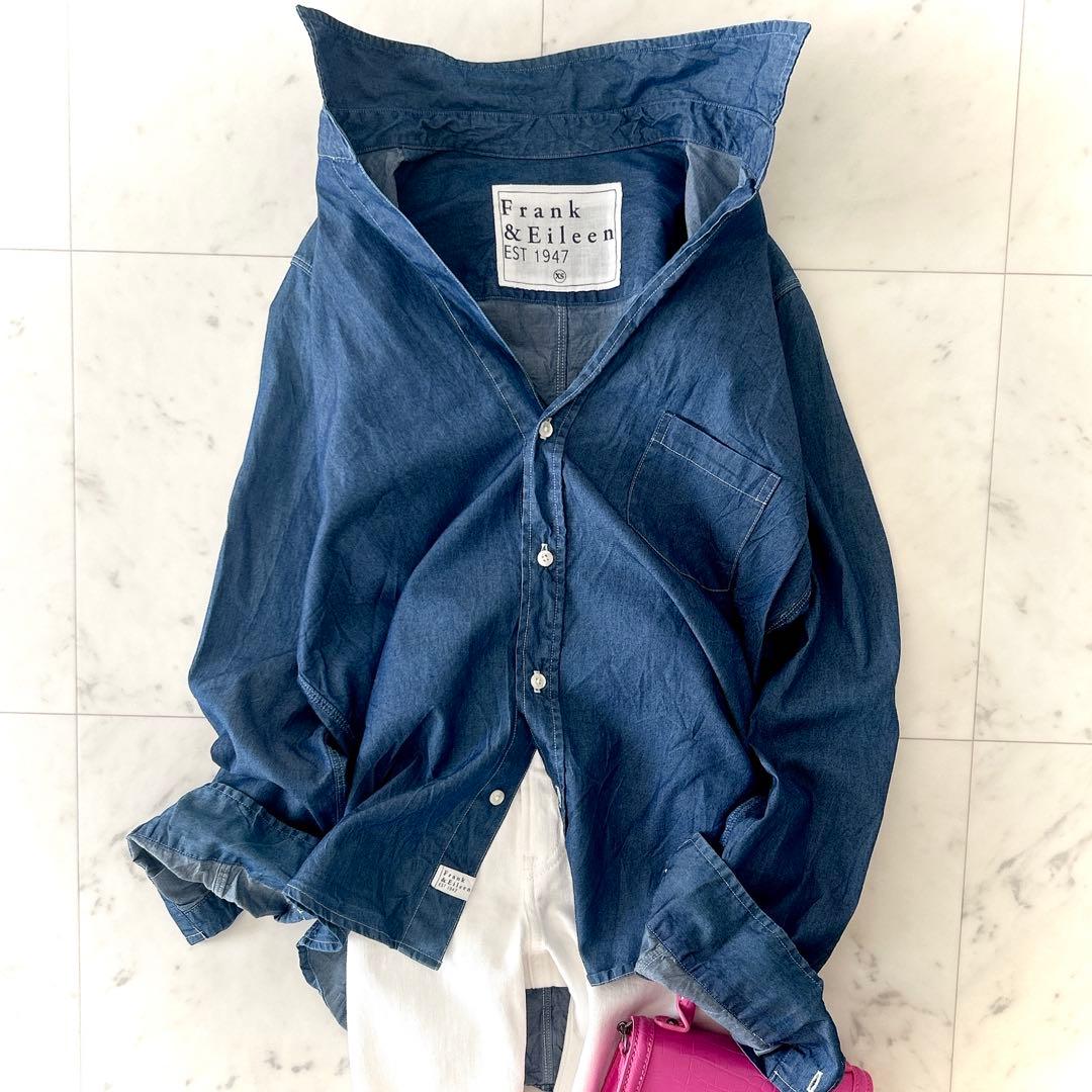 美品 フランク&アイリーン BARRY シワ加工 デニム スキッパーシャツ XS 美品 フランク&アイリーン BARRY シワ加工 デニム スキッパーシャツ XS