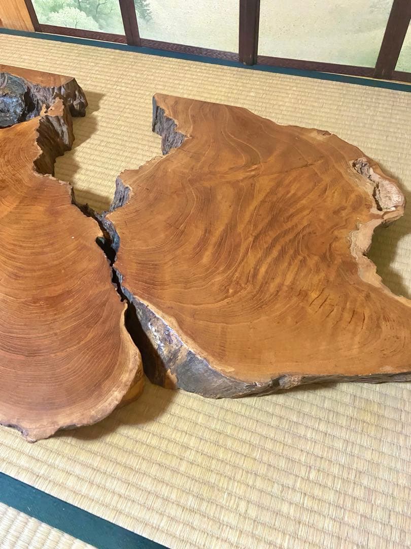 極希少・時代物天然欅けやき一枚板 瘤杢・自然穴｜古材銘木 縦 104× 横