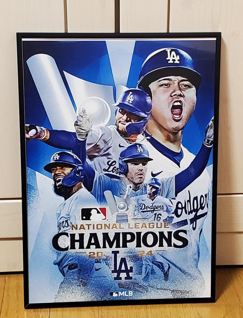 祝ドジャース大谷翔平 2024年NL優勝記念！A3サイズポスターフレーム