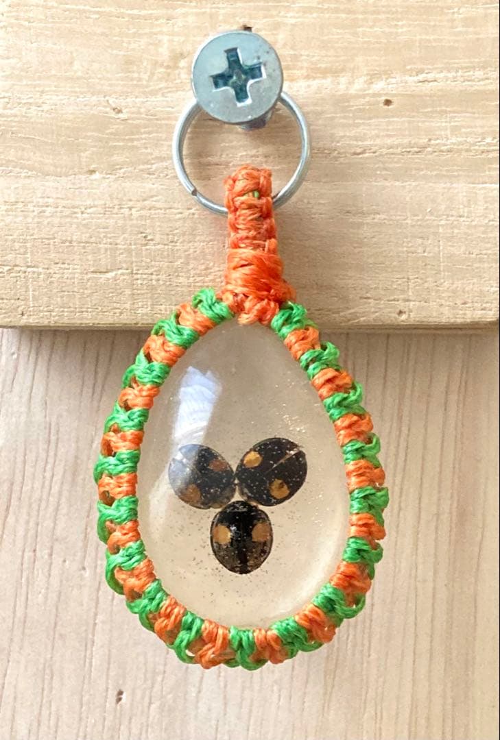 ハンドメイド】昆虫標本☆レジン☆キーホルダー☆マクラメ