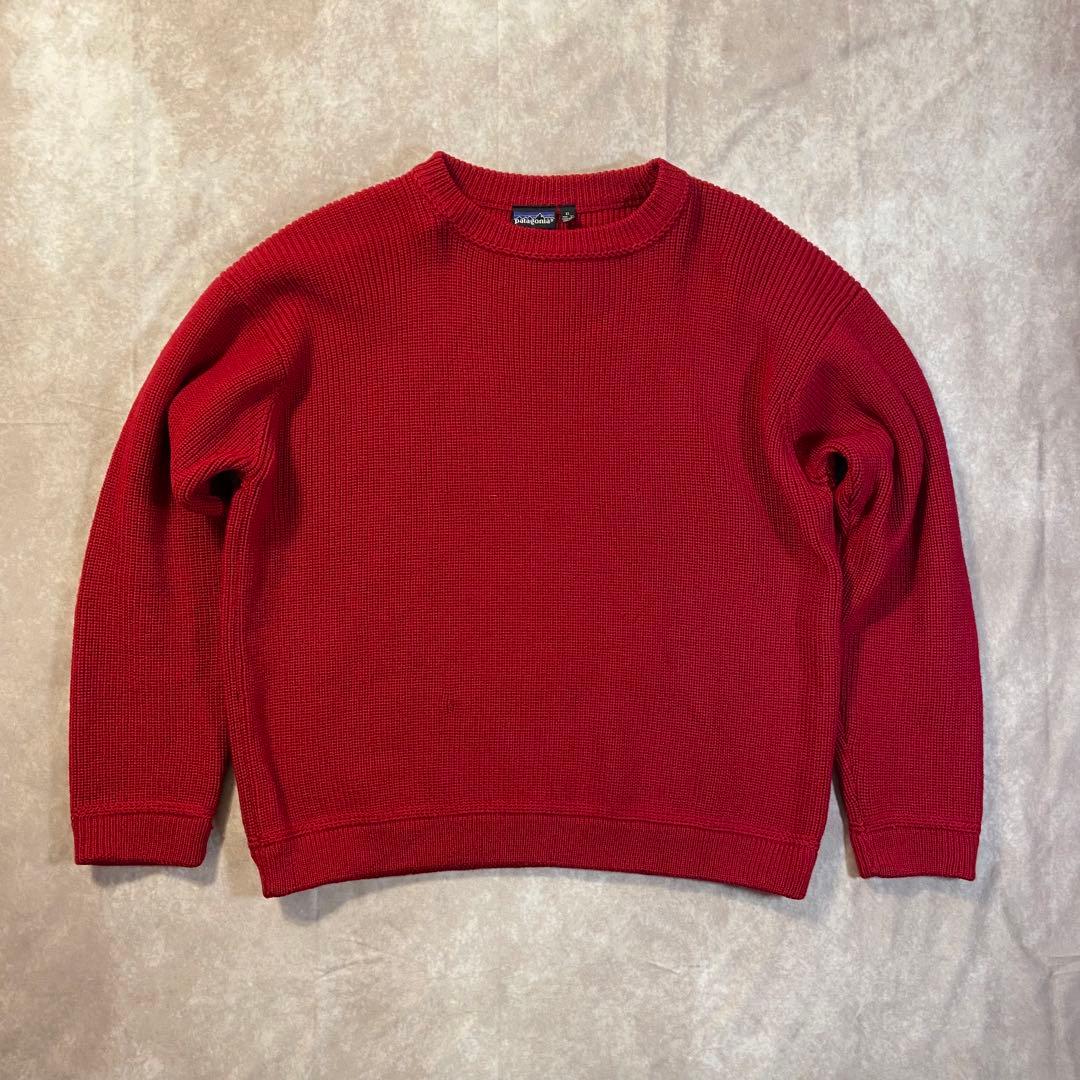 90s patagonia シャモニーガイドセーター レッド XL ウールニット 古着 90s Patagonia 「CHAMONIX GUIDE」 無地 ソリッド 肉厚 ウール