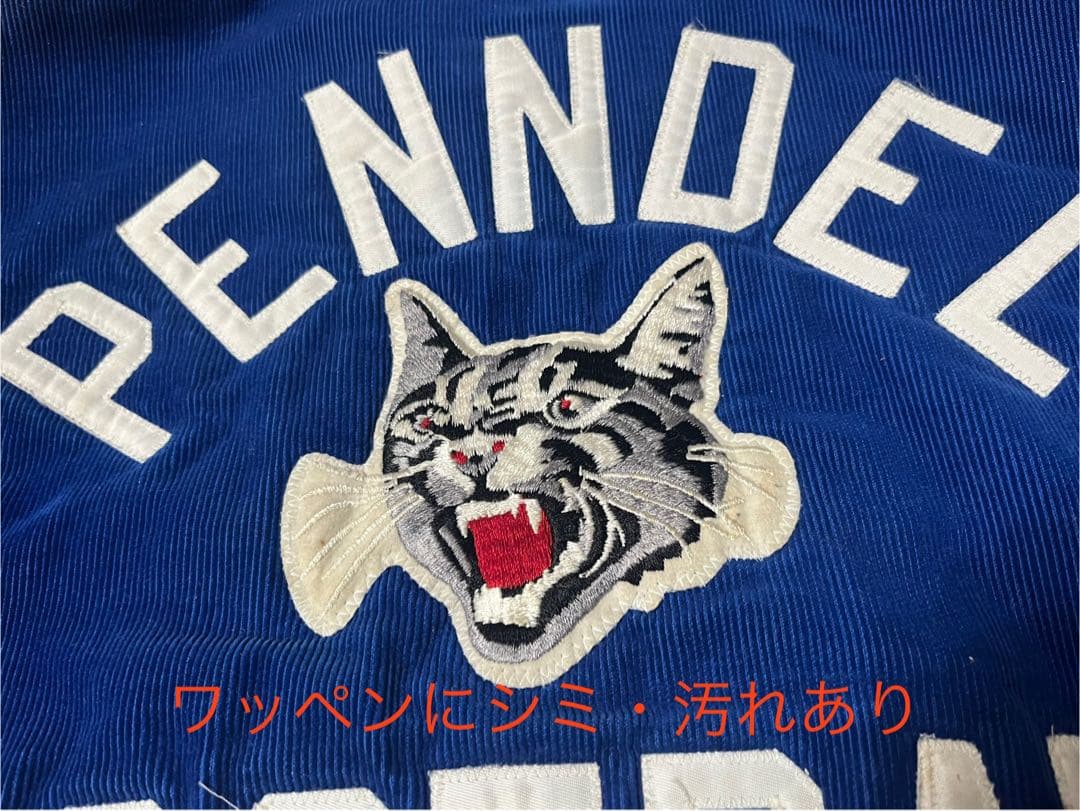 Rennoc スタジャン コーデュロイ 青 猫刺繍 古着 ヴィンテージ - メルカリ