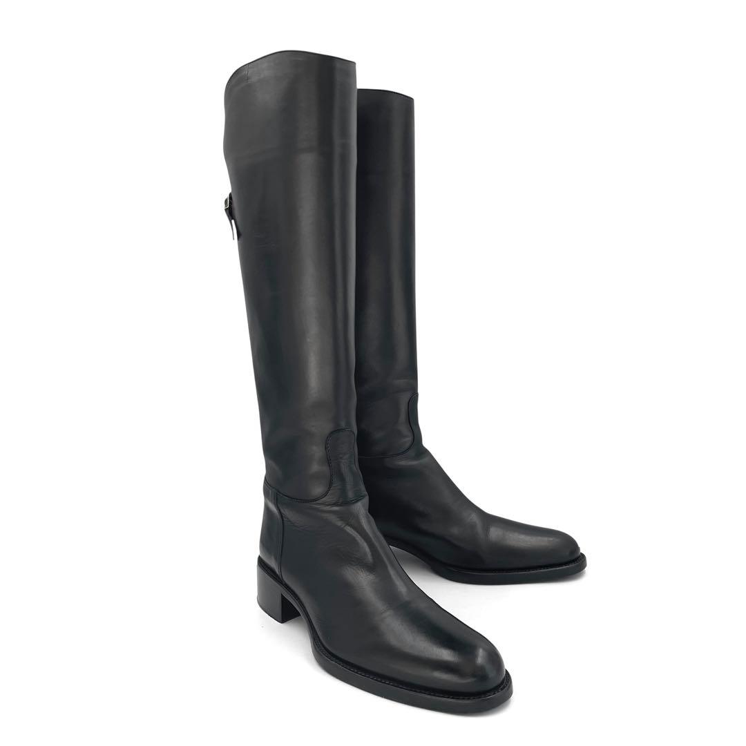 《未使用級》サルトル ロング 乗馬 ブーツ ジョッキー レザー ブラック 黒系