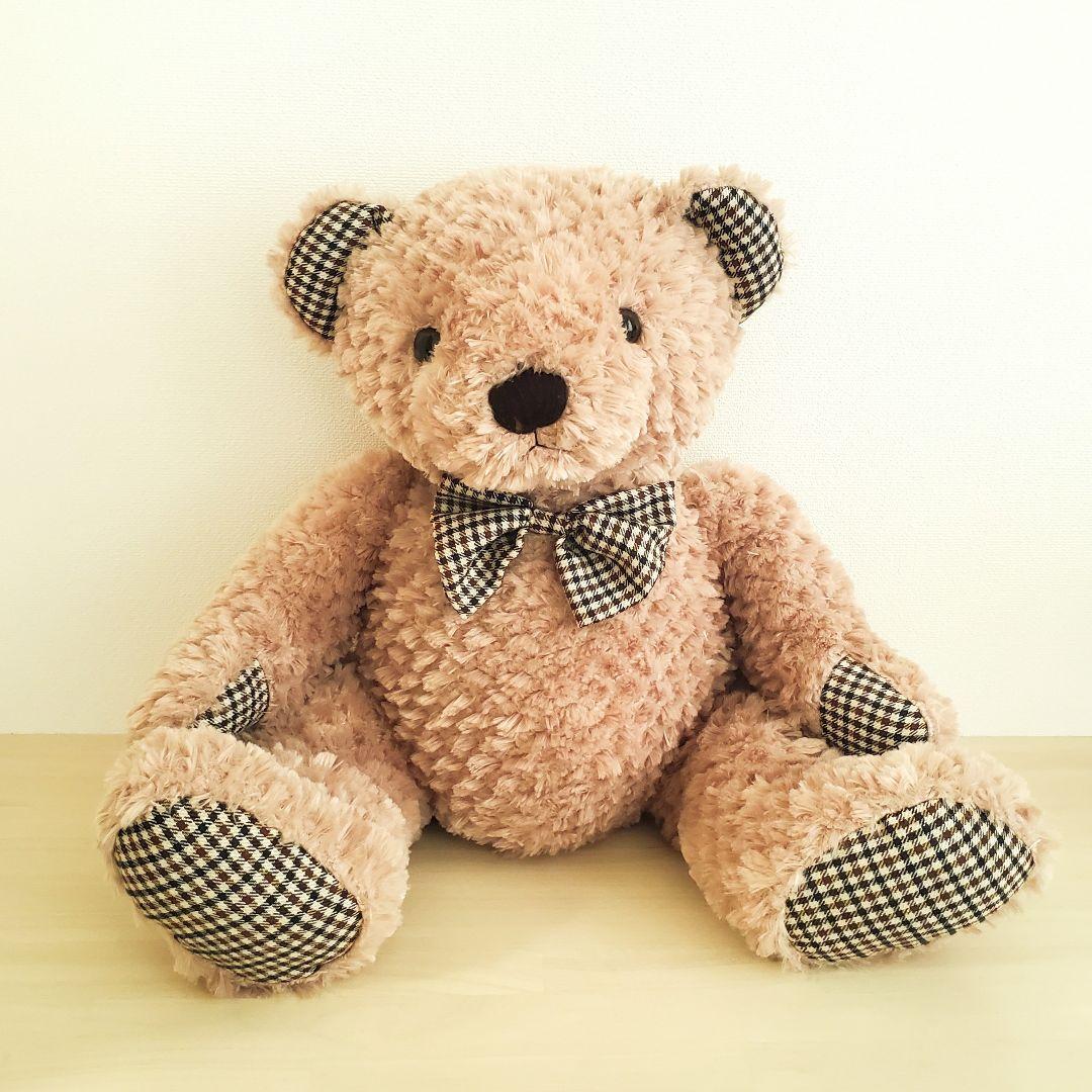 大きなテディベア くまのぬいぐるみ チェック柄 - メルカリ
