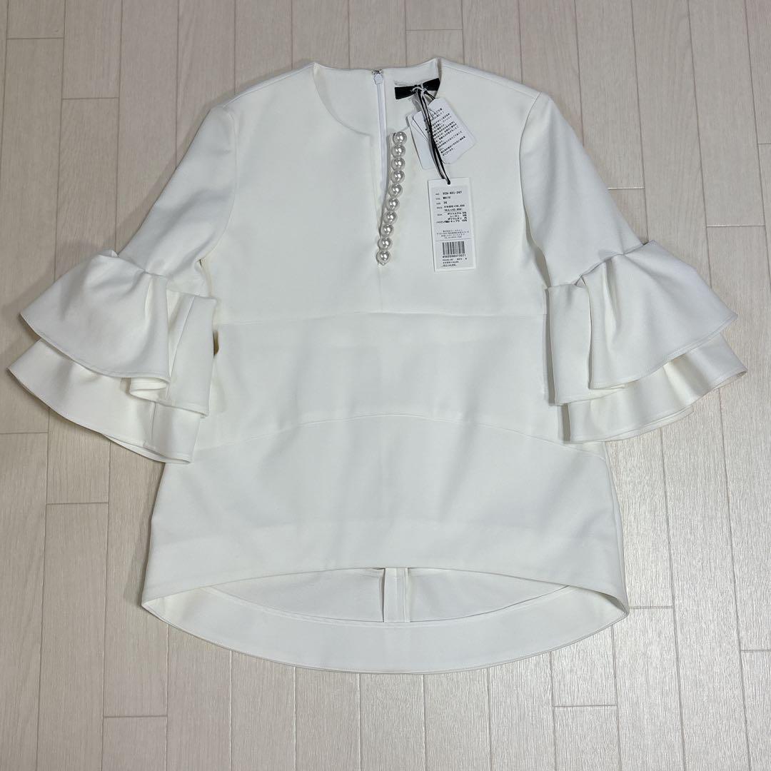 タグ付き YOKOCHAN ヨーコチャン ティアードスリーブパールブラウス 36