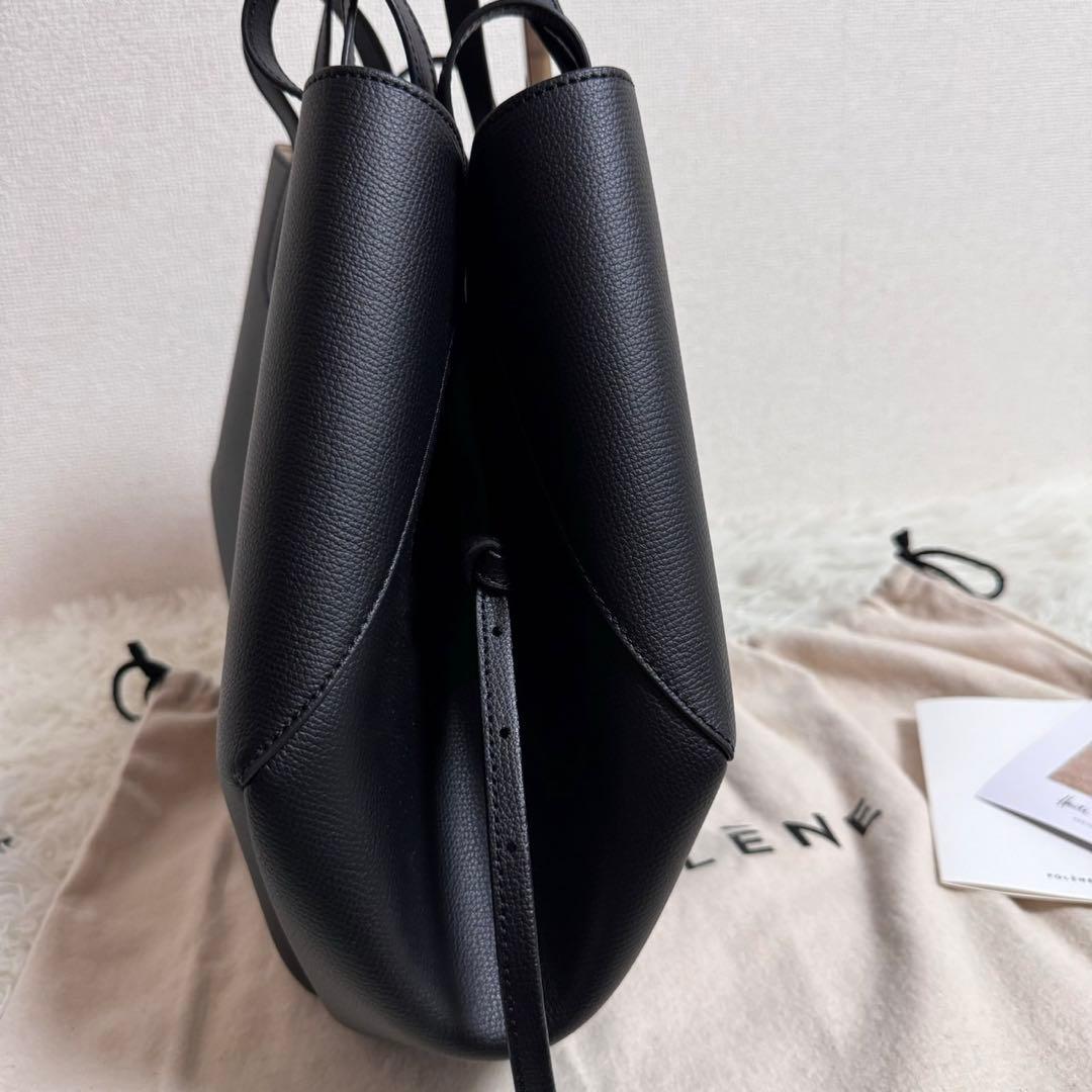 未使用級✨POLENE トートバッグ CYME シム レザー ブラック - メルカリ