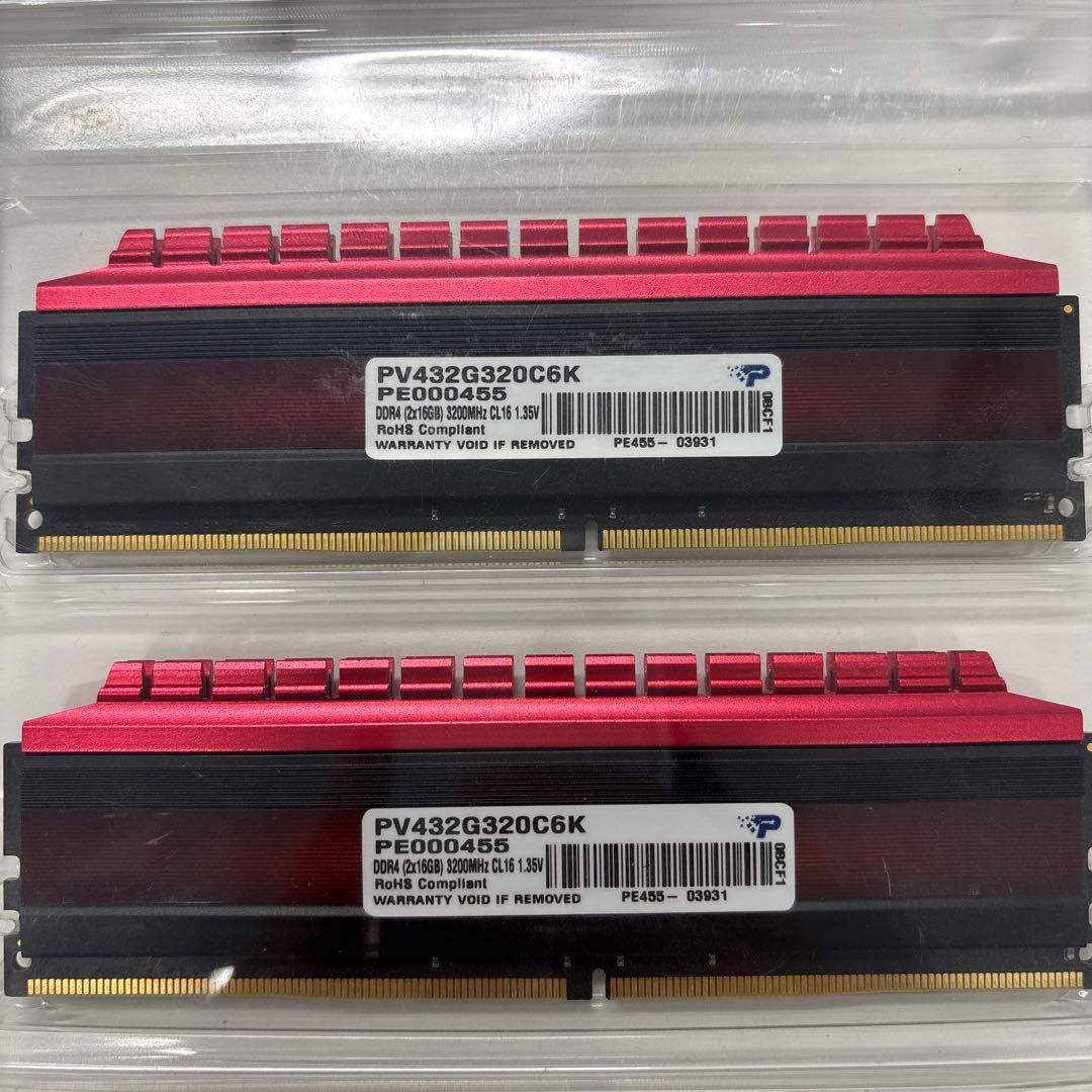 PV432G320C6K VIPER 3200MHz DDR4 メモリーセット Patriot Viper 4 PV432G320C6K 32GB 2x16GB DDR4 3200Mhz RAMメモリ 赤