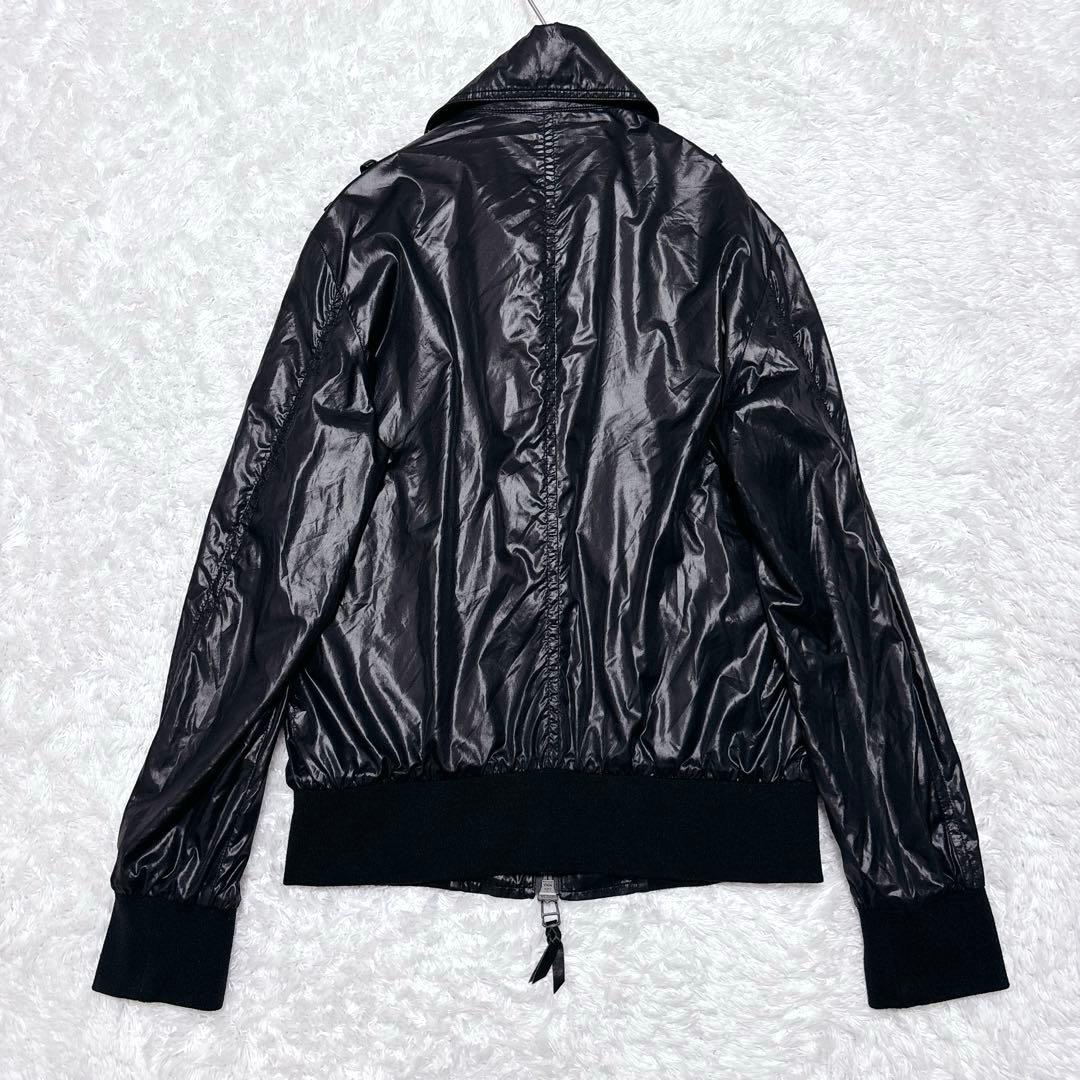 00s Roen ロエン ナイロンジャケット y2k 黒 レオパード柄 短丈 L