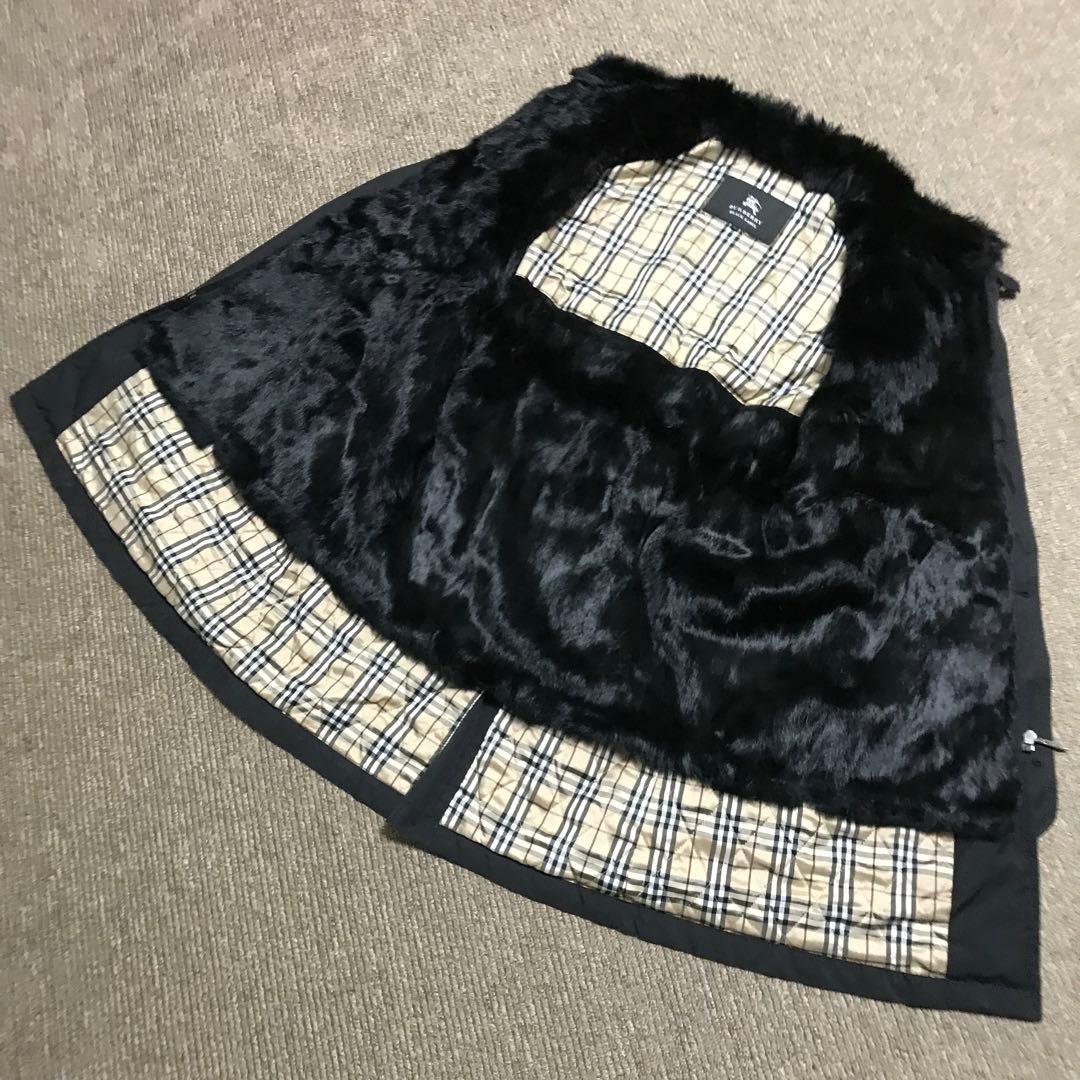 激レア バーバリーブラックレーベル裏地ラビットファー コート
