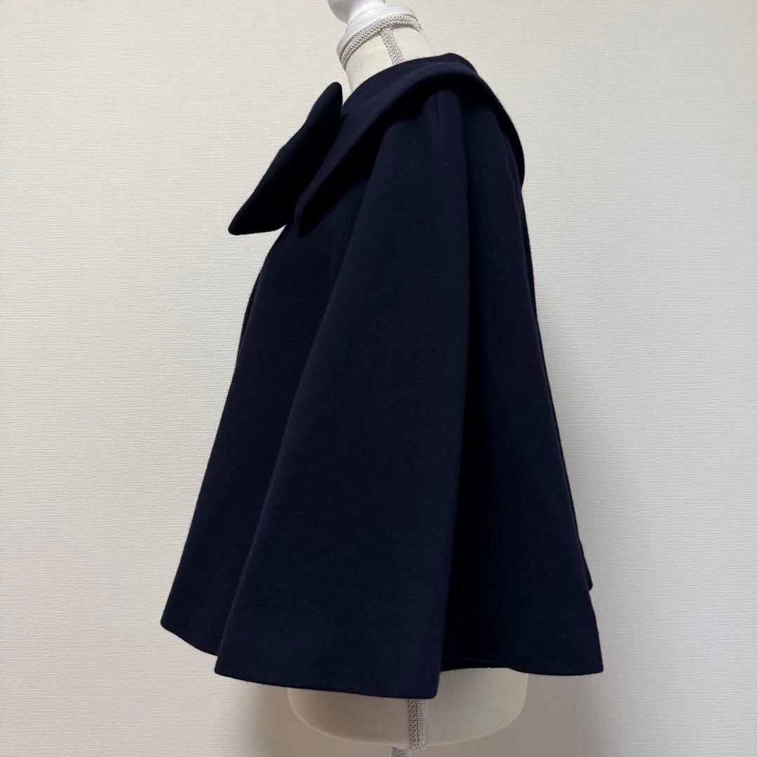 Jane Marple ケープ ポンチョ コート リボン ネイビー 日本製 M