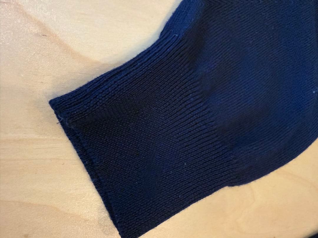 Gran Sasso＞ 12ゲージ メリノウール スキッパーニット 紺ネイビー