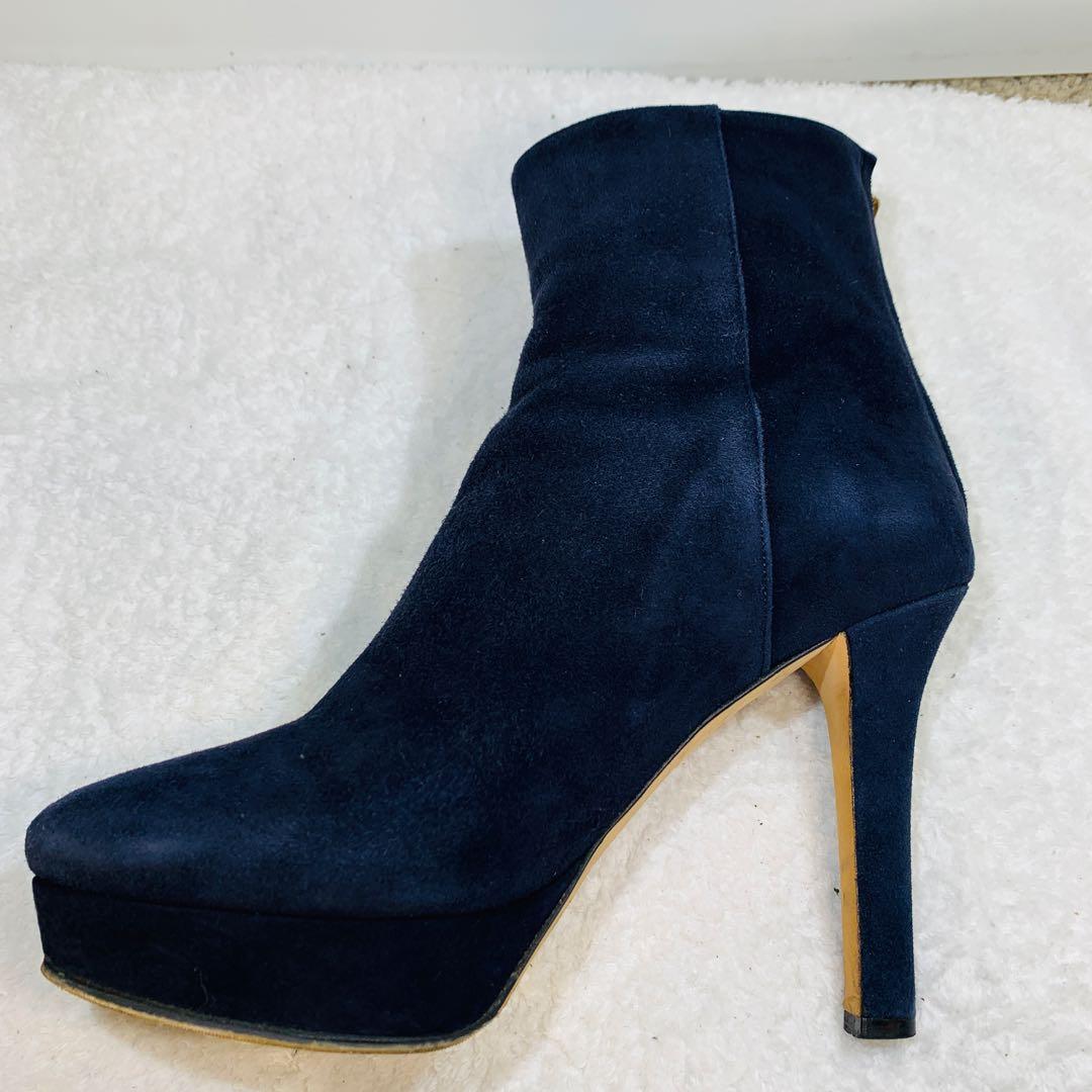 ⭐️美品 ネイビーJIMMY CHOO スエードショートブーツ　24.5cm