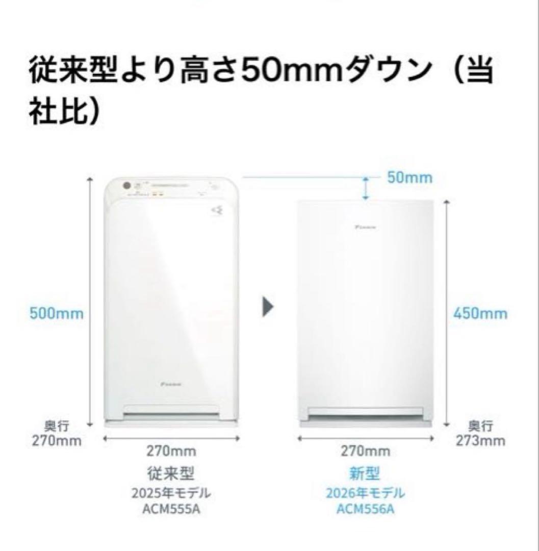 ダイキン【2026年モデル】 空気清浄機品番ACM556A-W - メルカリ