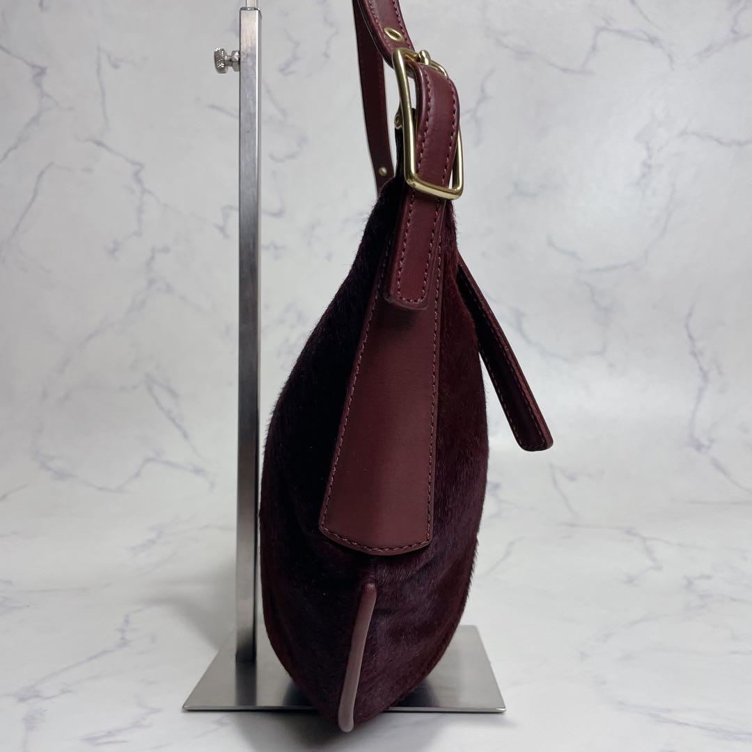 極美品✨OLD COACH ワンショルダー ハラコ ハーフムーン ボルドー 希少