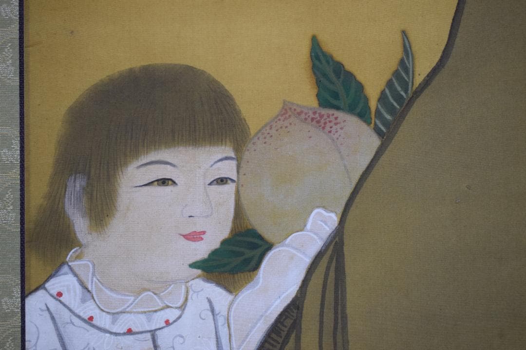 真作】三笠華山/桃仙人図/掛軸☆宝船☆Z-589