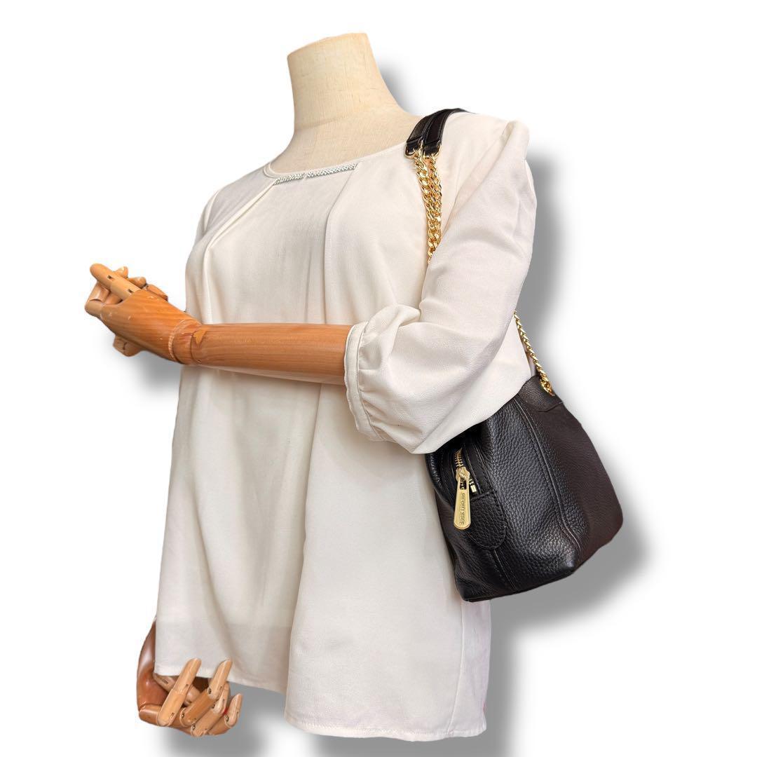 《極美品》マイケルコース ミニショルダーバック チェーン レザー シボ革 通勤