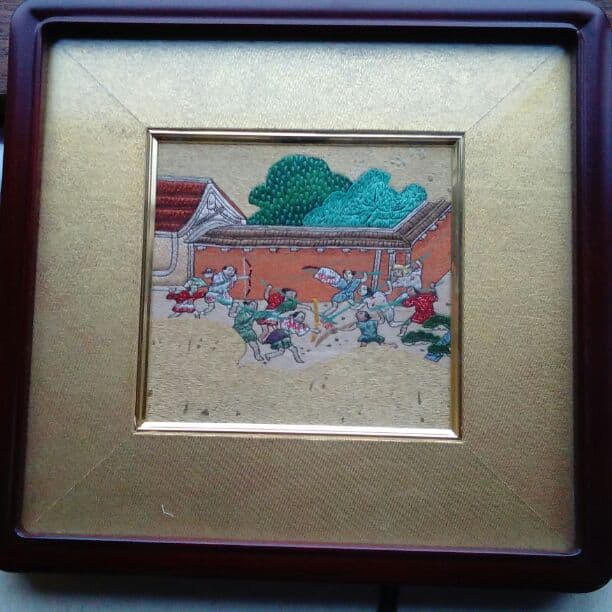 真作/良彦/遊鯉図/絹表装/布袋屋掛軸HC-719