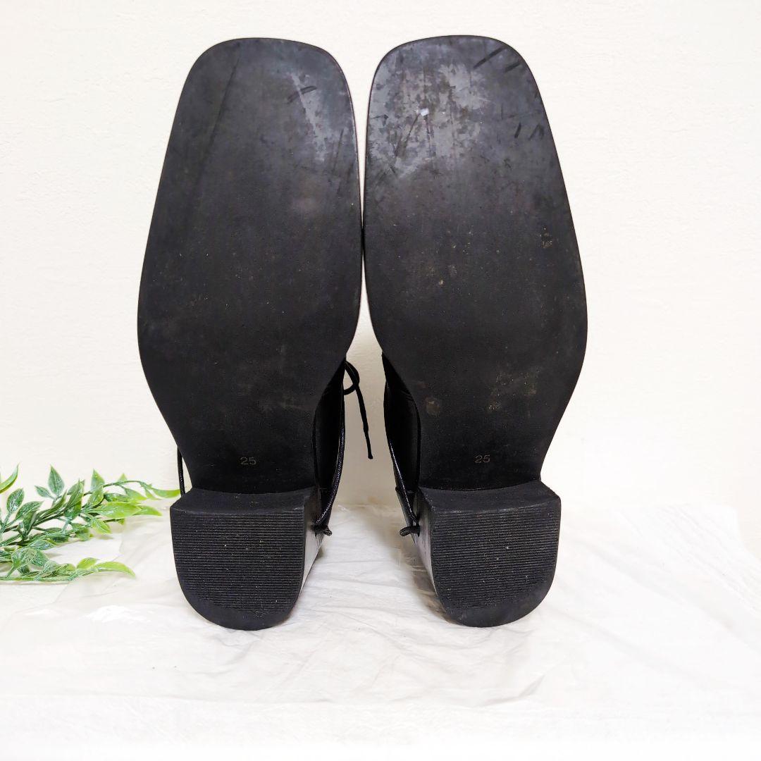 whoop-de-doo ショートブーツ スクエアトゥ 25.0cm 黒