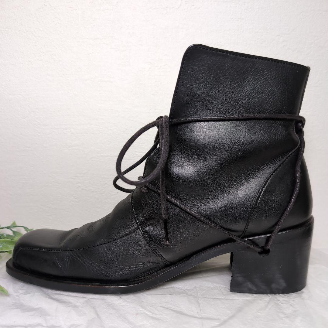 whoop-de-doo ショートブーツ スクエアトゥ 25.0cm 黒