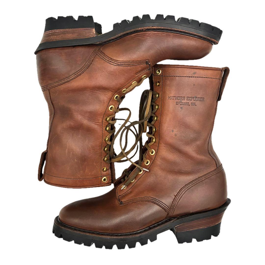 極美品✨HATHON✨ ロガーブーツ26cm ブラウン 8E - メルカリ