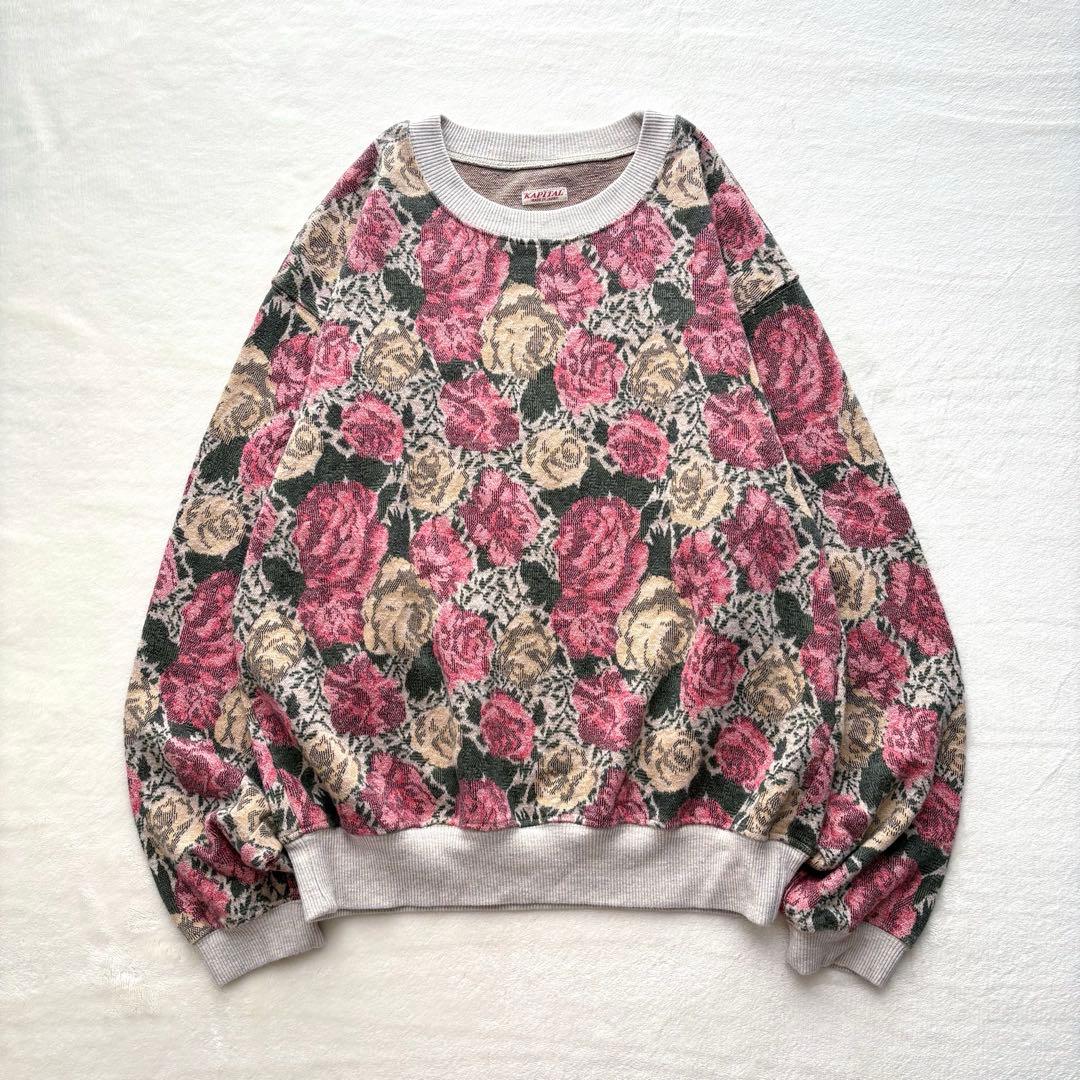KAPITAL キャピタル ローズ柄 スウェット ゴブラン天竺クルー