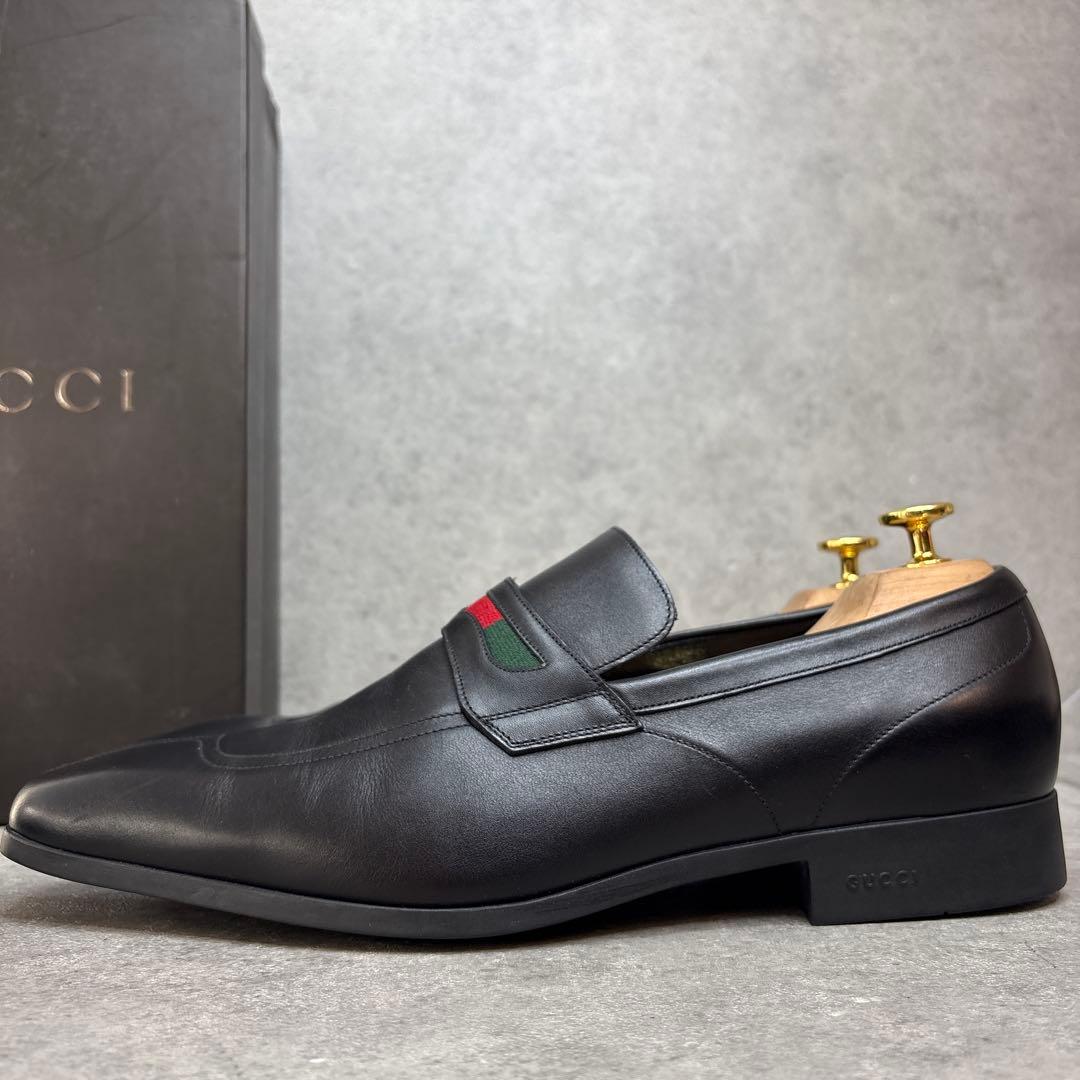 未使用級！GUCCI グッチ シェリーライン スクエアトゥ レザー