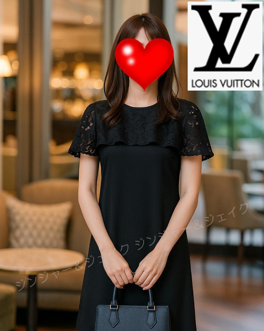 極美品 LOUIS VUITTONルイヴィトン シルクレースワンピース 黒 36