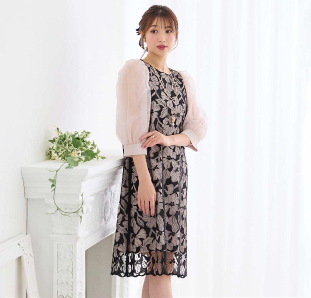 47300円 ローズティアラ人気ピンク42 チュール刺繍ワンピース 新品タグ