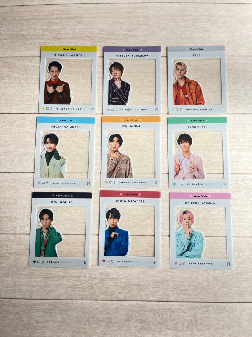 カレンダー特典】Snow Manクリアカード9枚セット - メルカリ