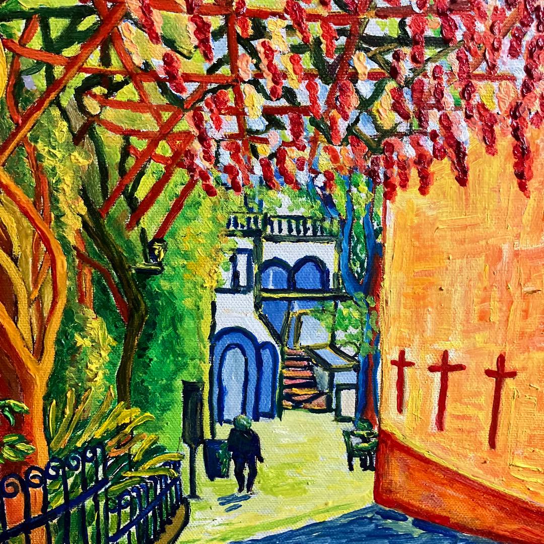 絵画 油絵 F6 キャンバス 坂道 - メルカリ