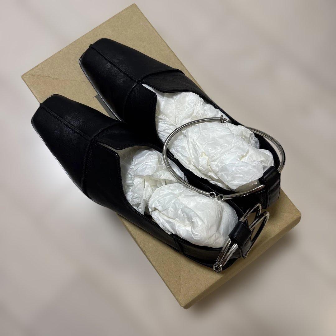 GRISEレザースクエアクロスシームアンクルフラット 22.5cm