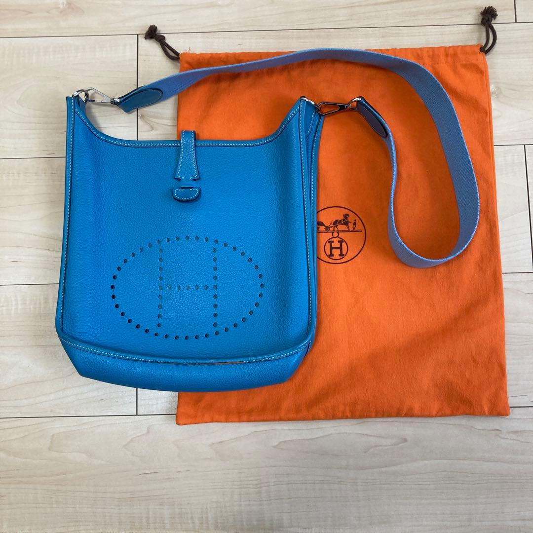 エルメス エブリンII PMショルダーバック HERMES エルメス エブリンIII PM ショルダーバッグ レザー ブルー