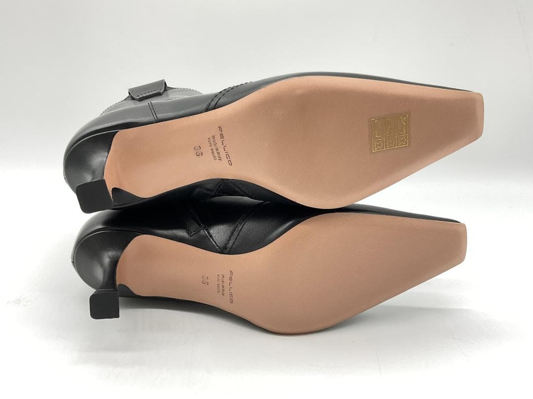 未使用】PELLICO DAMA サイドジップレザーヒールブーツ 37 - 靴人気