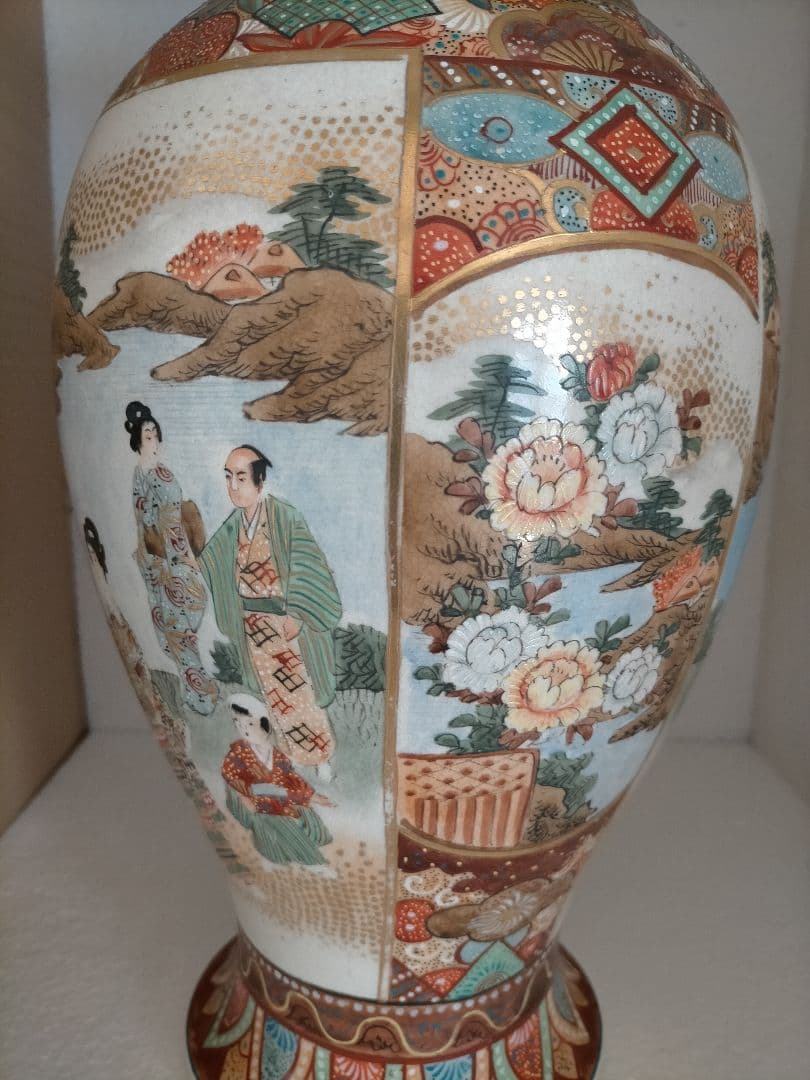 薩摩焼 保土田造 明治時代 花瓶 一対 pair